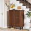 Armoire à chaussures 33,46 po en bois de noyer moderne à 6 niveaux avec portes à persiennes-130150984