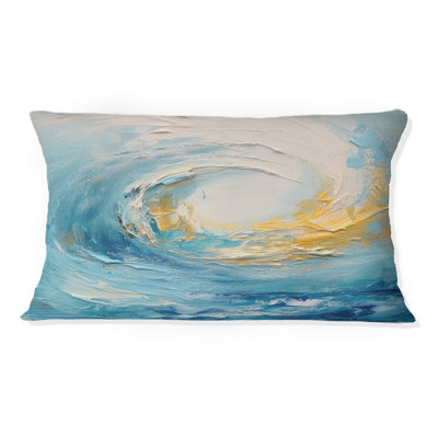 Coussin décoratif bleu et or bébé tourbillons enchantés III - Spirales abstraites