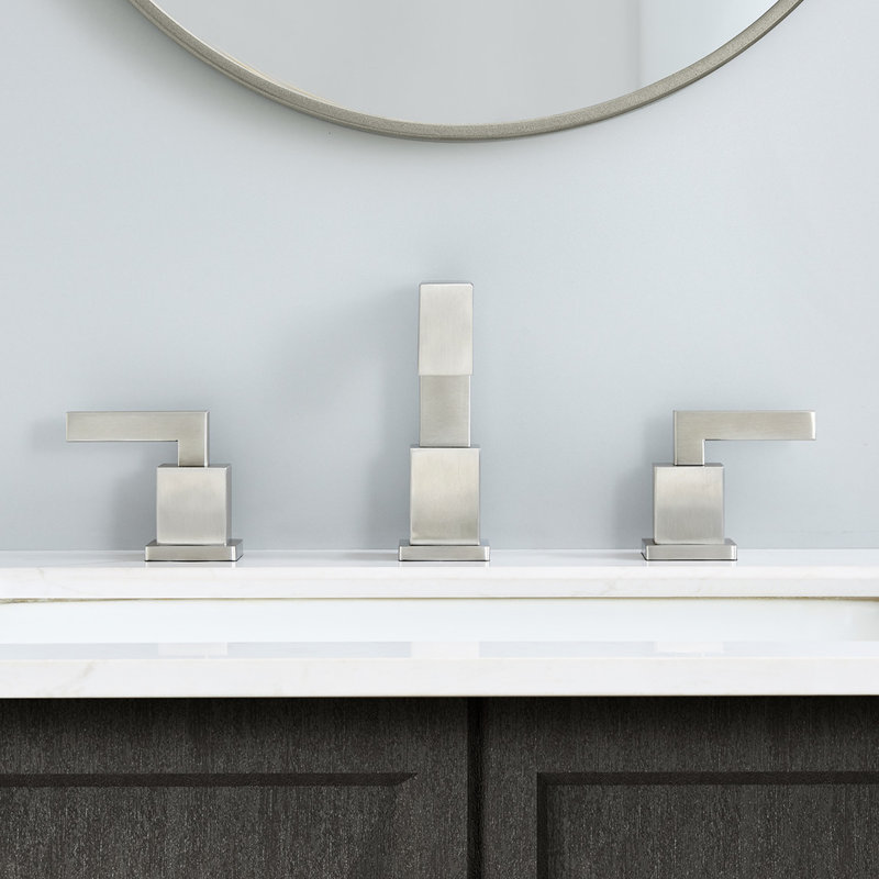 Robinet de meuble-lavabo en nickel brossé - 8 po, 2 poignées avec bonde escamotable et tuyau d'alimentation, rouille - poignées de salle de bain, style 8 po