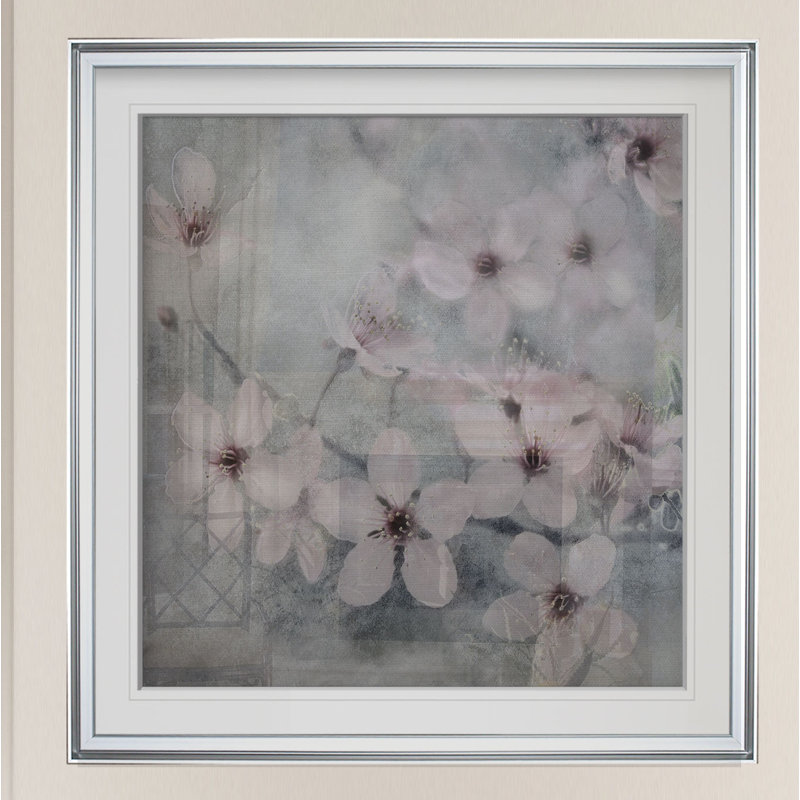 « spring melody ii », peinture, H 28 po x l 28 po x P 2 po, Cadre argenté