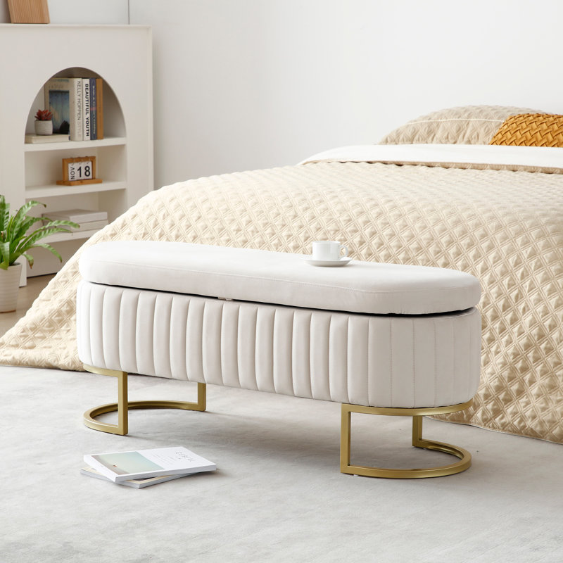 Banc de rangement de chambre, Beige