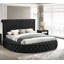 Lit de rangement capitonné rond en velours noir 1pc-812436995