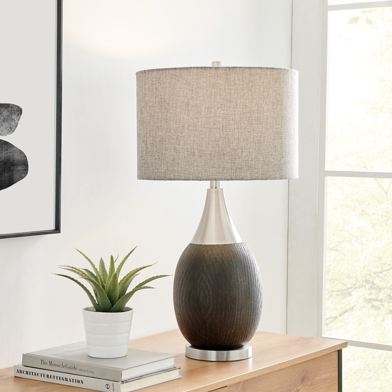 Lampe de table 28 po noyer foncé