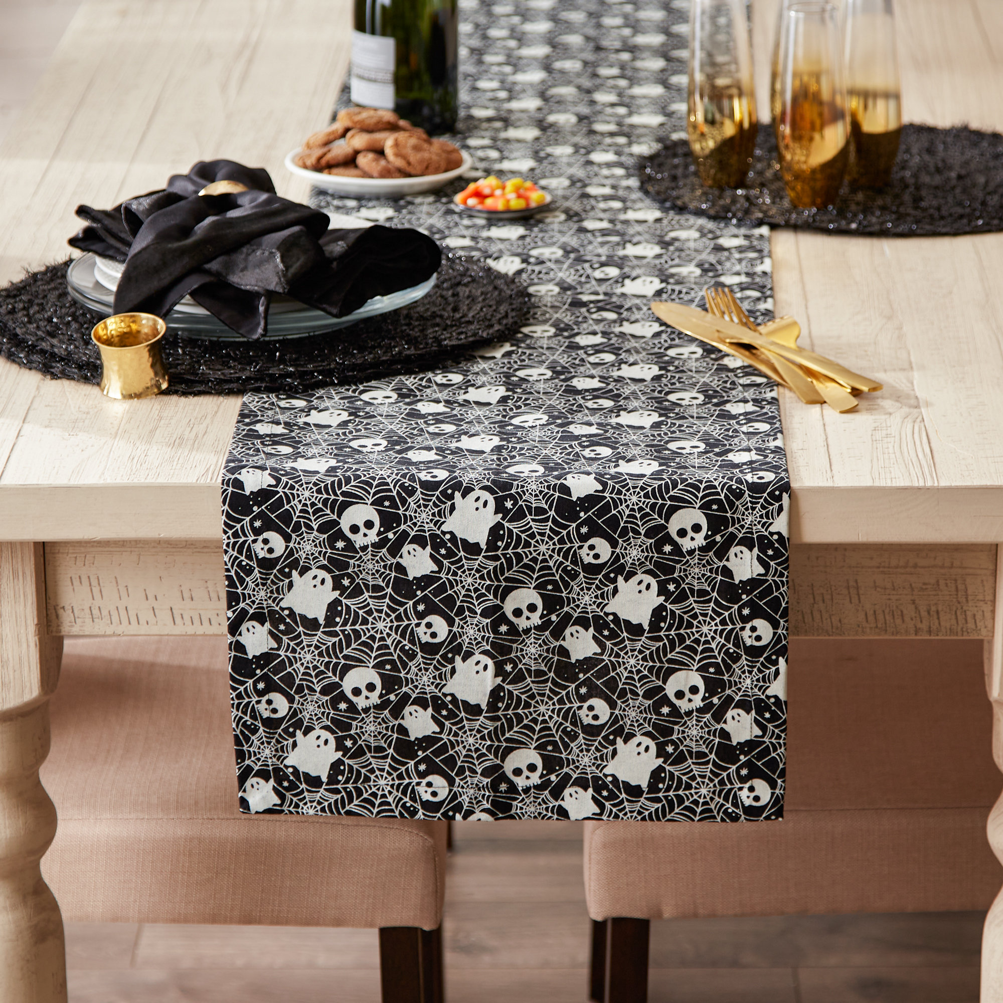 The Holiday Aisle® Chloe-Mae HAUNTED OBJECTS PRINTED TABLE RUNNER 14X72 |  Wayfair