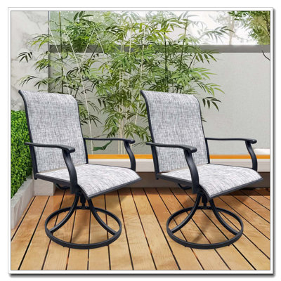 Swivel Dining Chairs Set of 2 with Breathable Textilene Fabric and 360-Degree Swivel