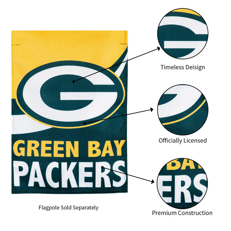 Drapeau de jardin en polyester 18 po x 13 po Green Bay Packers