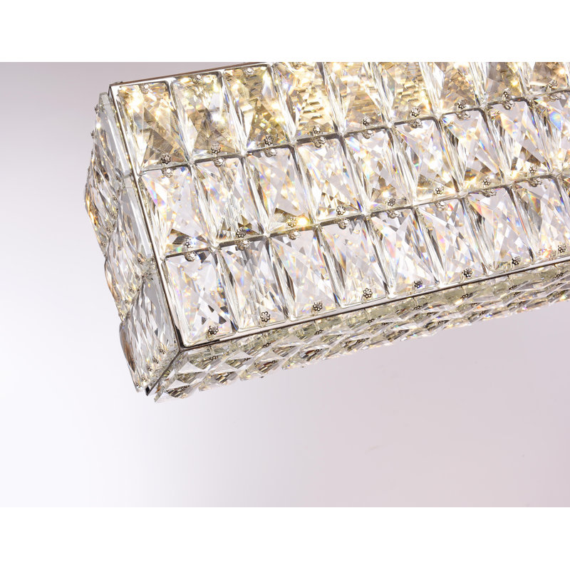 3-Light Chrome LED Chandelier With Clear Crystals