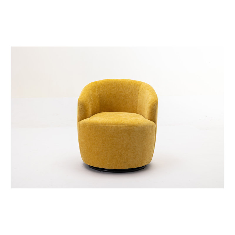 Genece Upholstered Swivel Accent Chair, Yellow Chenille