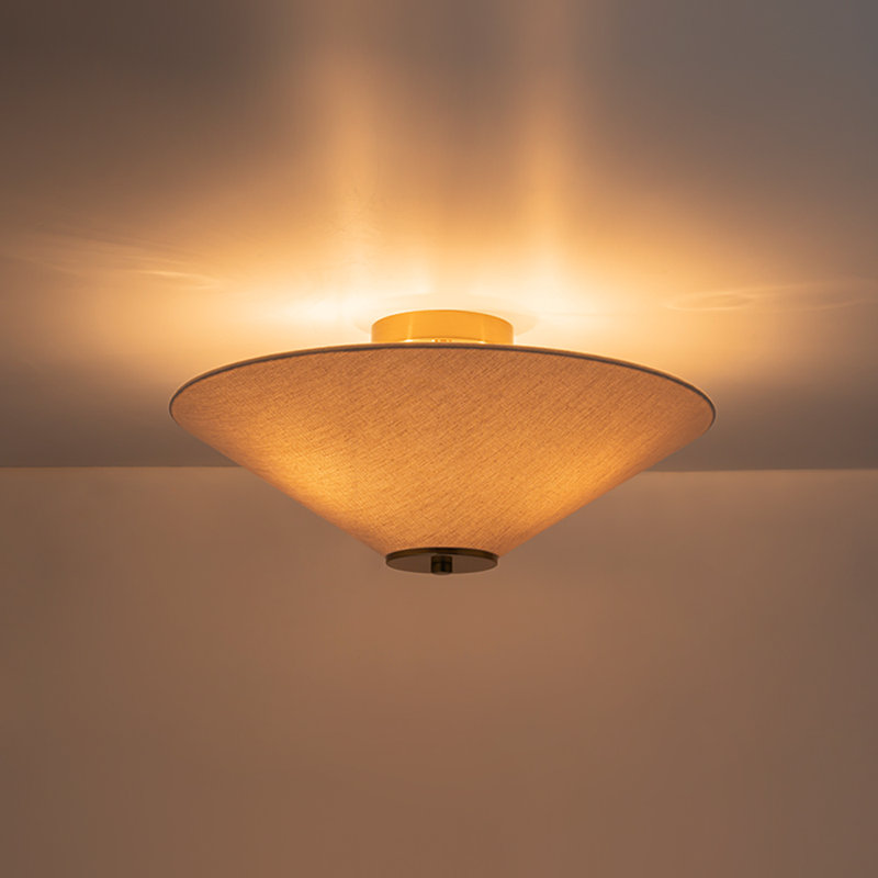 Plafonnier semi-encastré en tissu 3 lumières en forme de champignon