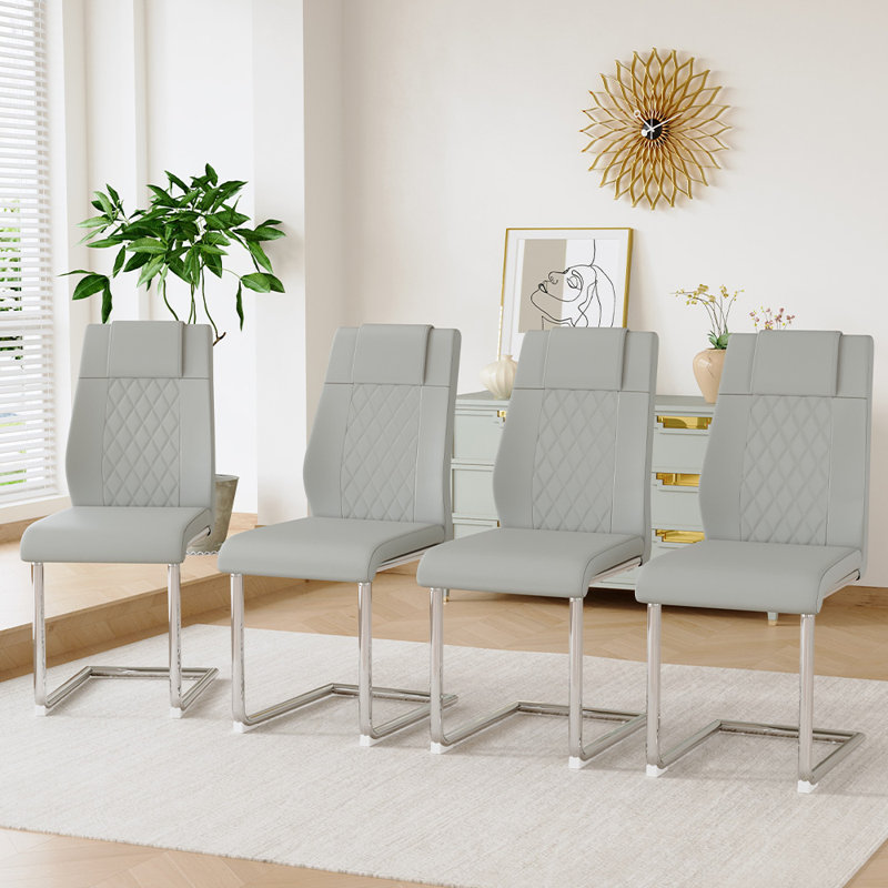 Chaises de salle à manger modernes, 4, Argent, Gris clair