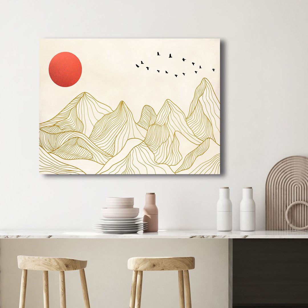 Sonnenuntergang in den Bergen von Sayaka Miko - Grafik auf Segeltuch