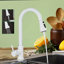White Kitchen Tap Lead-Free Pull Out Spray Mixer Tap Swivel 1-Lever Pause Button