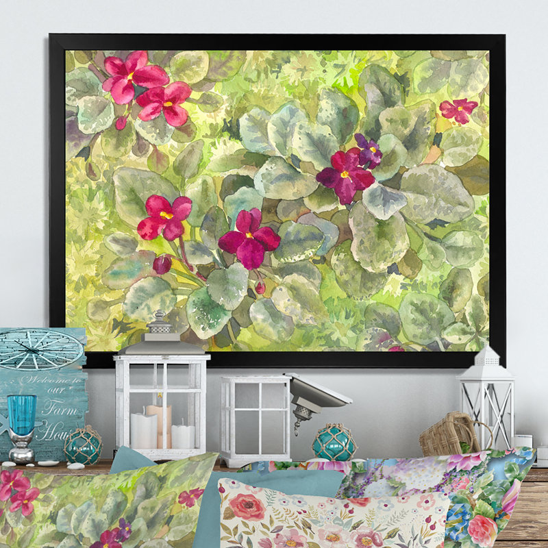 «Blossoming Mauve bourgogne», reproduction d'art sur toile encadrée, Cadre photo noir, H 8 po x l 12 po x P 1 po
