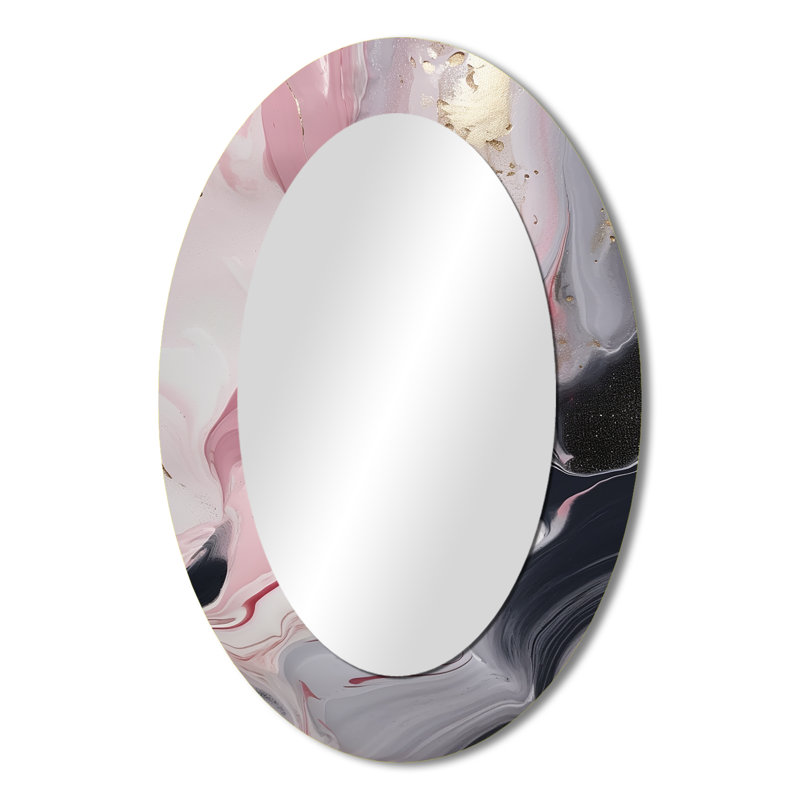 Œuvre d'art en marbre massif II - Miroir mural moderne ovale, 36 po x 24 po