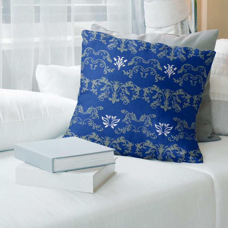 Housse de coussin carré Dallas Dallas, Polyester sergé, Bleu / gris / blanc, 20 po X 20 po