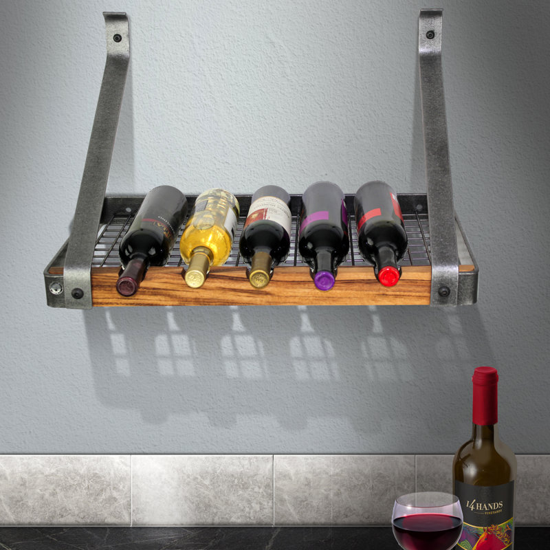 Signature 6 Bottle Wall Mounted Wine Bottle Rack, 17" H x 24" W x 13" D.