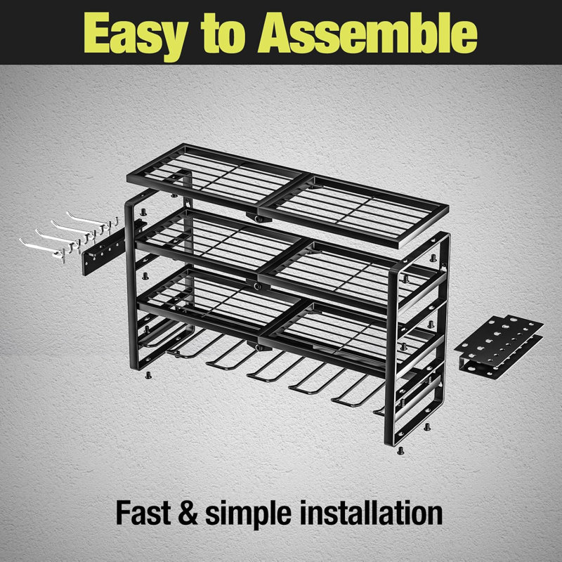 24-Inch 4-Layer Power Tool Storage Rack With Charging Shelf - Wall Mount Organizer For Drills, Tools, And Accessories