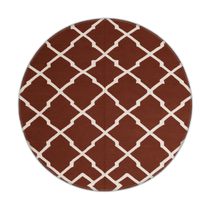 Tapis brun intérieur et extérieur Trellis, Rond 5 pi