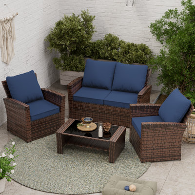 Outdoor Replacement Cushion Set Seat/Back Cushion  (Set of 4 Seats, 4 Backs)