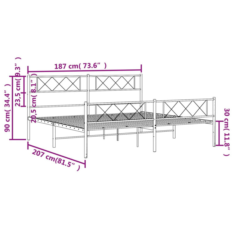 Nicodemo Metal Bed, Black, Super King (6')