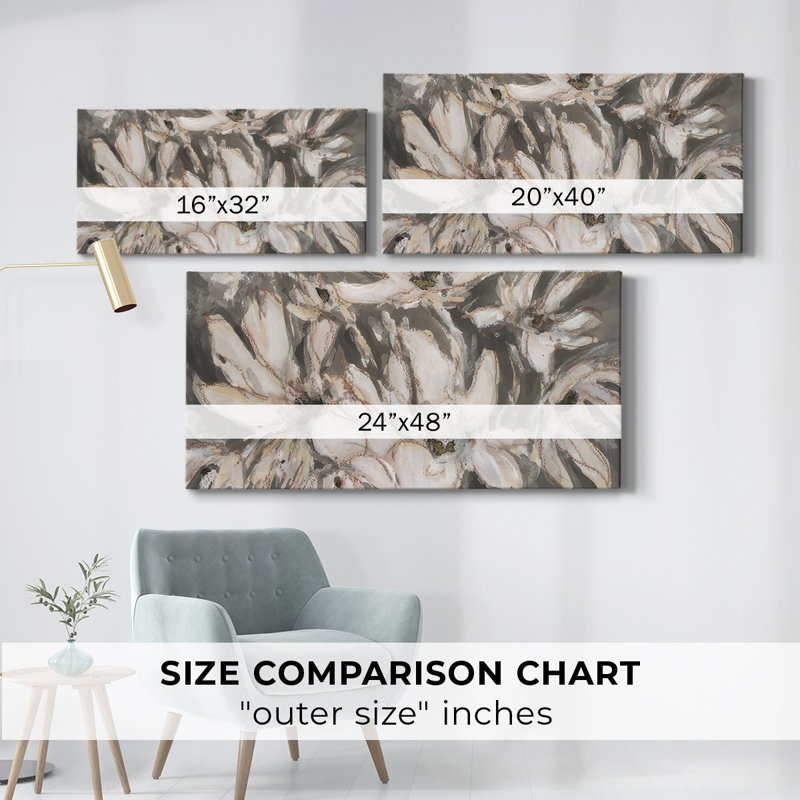 Magnolia embelli I - Toile tendue avec châssis - Prêt à accrocher, H 16 po x l 32 po