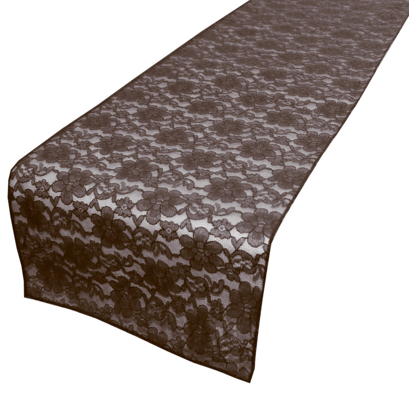Bagdonas Floral Lace Table Runner, 12" W x 144" L, Brown
