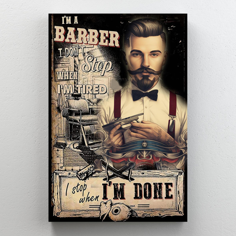 Lisvette " Man I'm A Barber ", 14" H x 11" W x 1.25" D