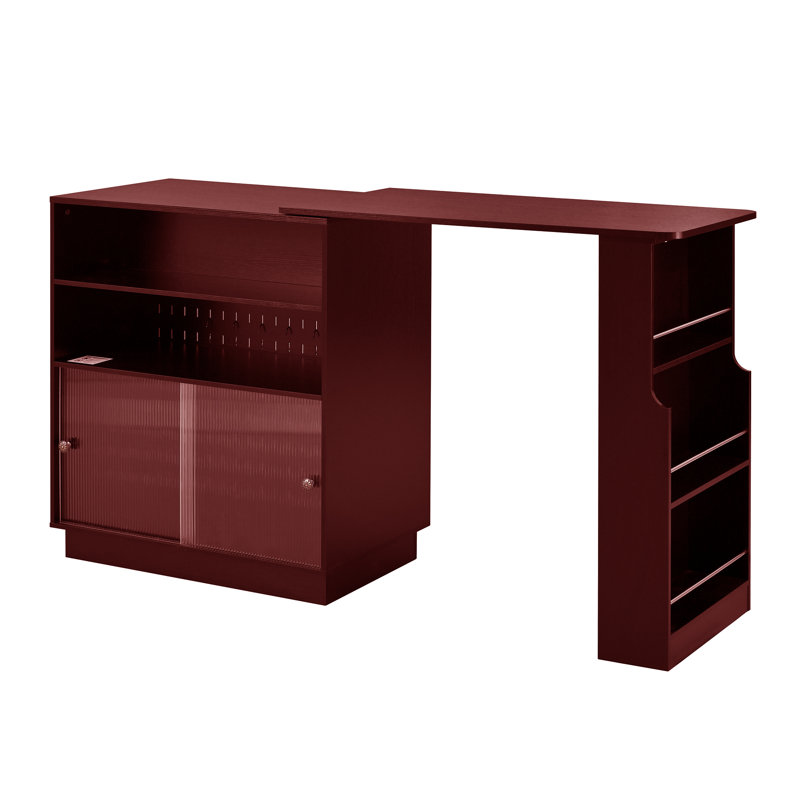 Kitchen Island With Extendable Dining Table, Red