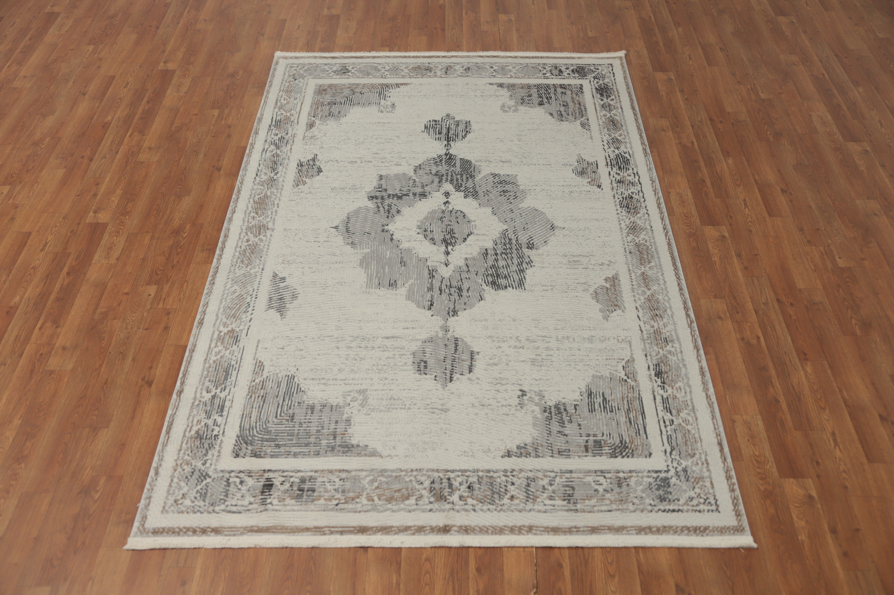 Wildon Home® Traditional Ivory Medallion Distressed Look Rug 5x7 | Wayfair