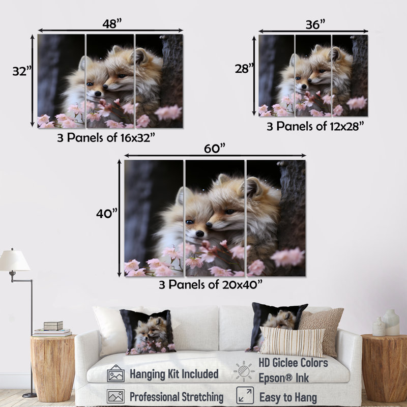 «Springtime Fox's Gaze I», art mural animal, Toile tendue, H 28 po x l 36 po