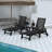 Lounge Chair with Side Table, 3-Piece Oversized Chaise Lounge Chair Setwith Wood Texture, All Weather Patio Lounge Chair with 5 Positions,Wheels &Cup Holder(include 2Lounge chairs and 1Table)-1379014240