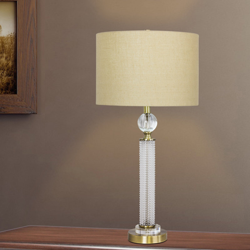 Lampe de table 28 po rizboro, Laiton antique, Beige