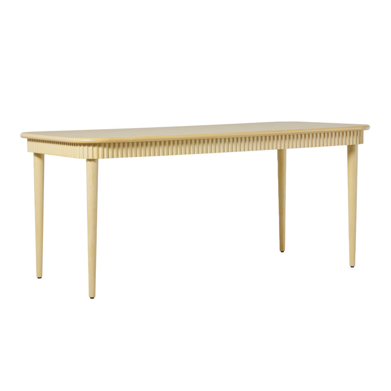 Aleric 71" Modern Fluted Easy Assembly Rectangle Solid Oak Wood Dining Table For 6 , Coastal Oak