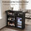 Armoire de bar 63 po avec mini réfrigérateur, porte-bouteilles, tablettes de rangement et comptoir de bar