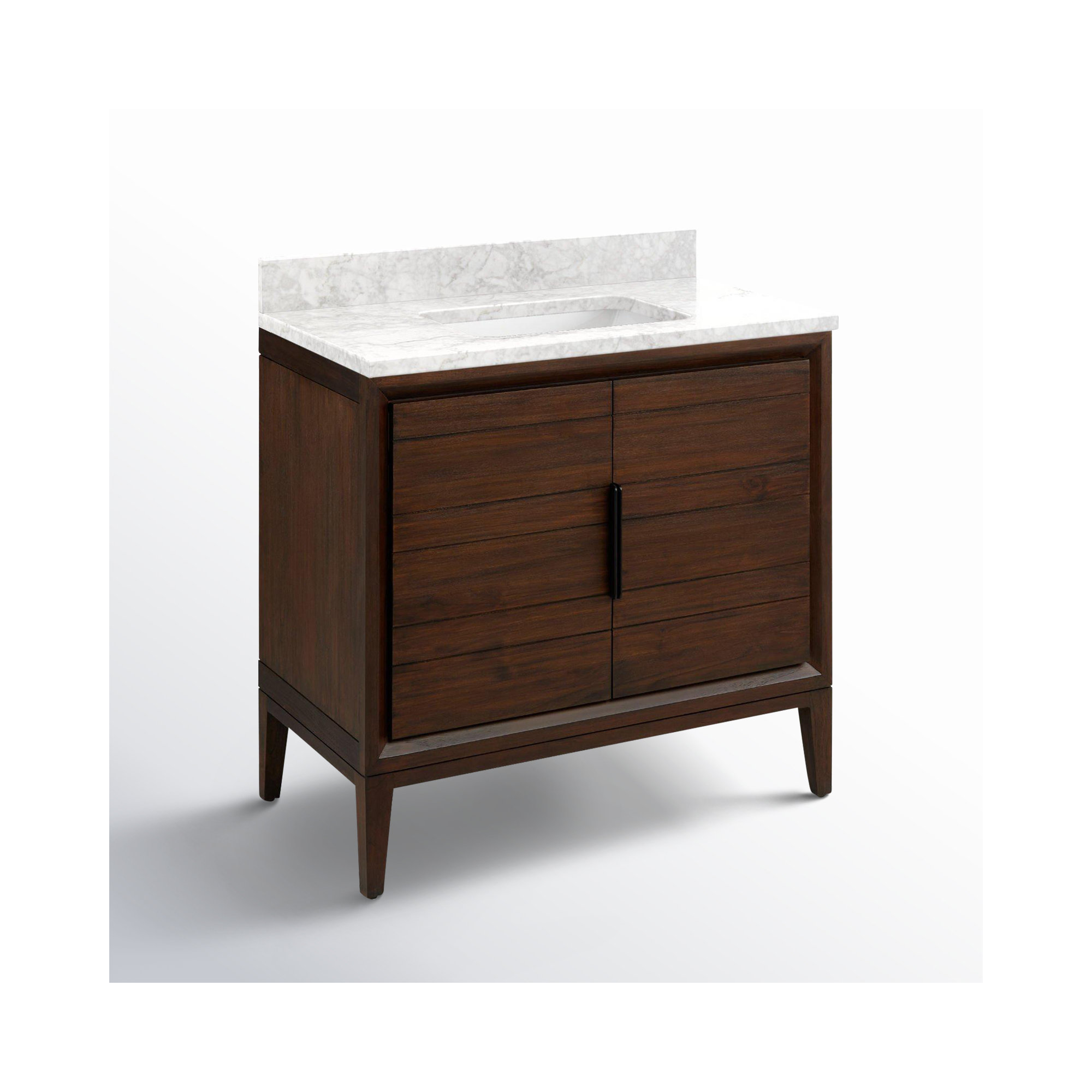 Aliso 36" Single Bathroom Vanity, No Faucet Hole, Carrara Marble, Java