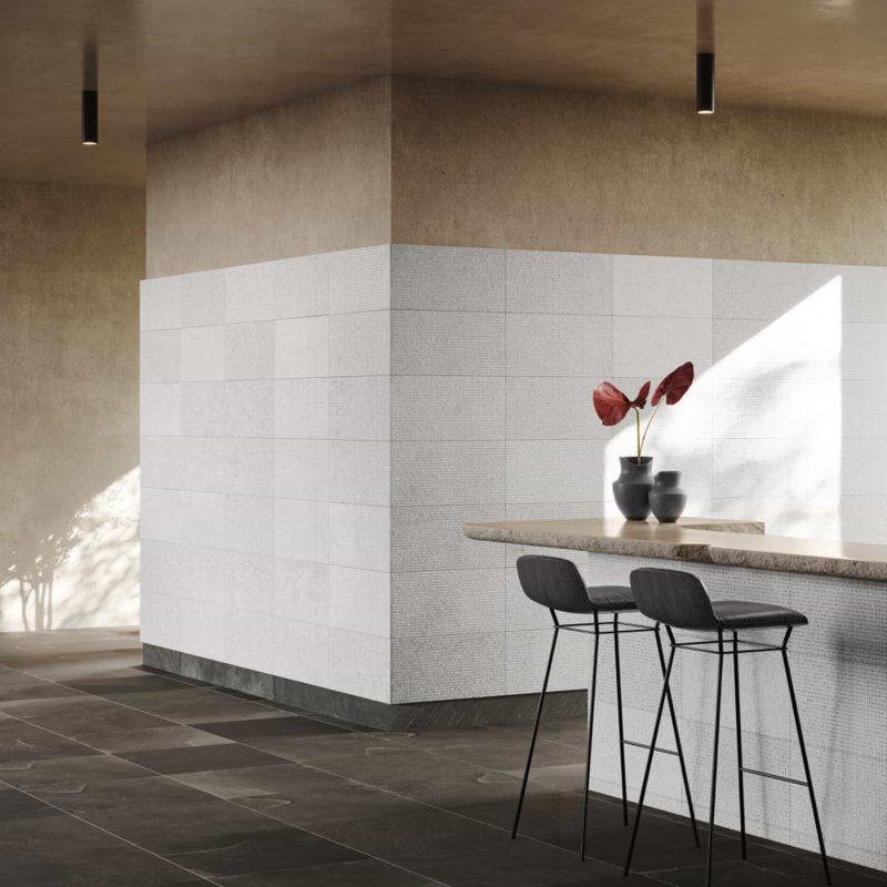 Rakestone 12x24 3D Honed Limestone Stone Tile, Bianco Ice White, Marble, Cube 3D