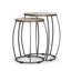 Ensemble de deux tables gigognes ovales en bois massif crème et noir