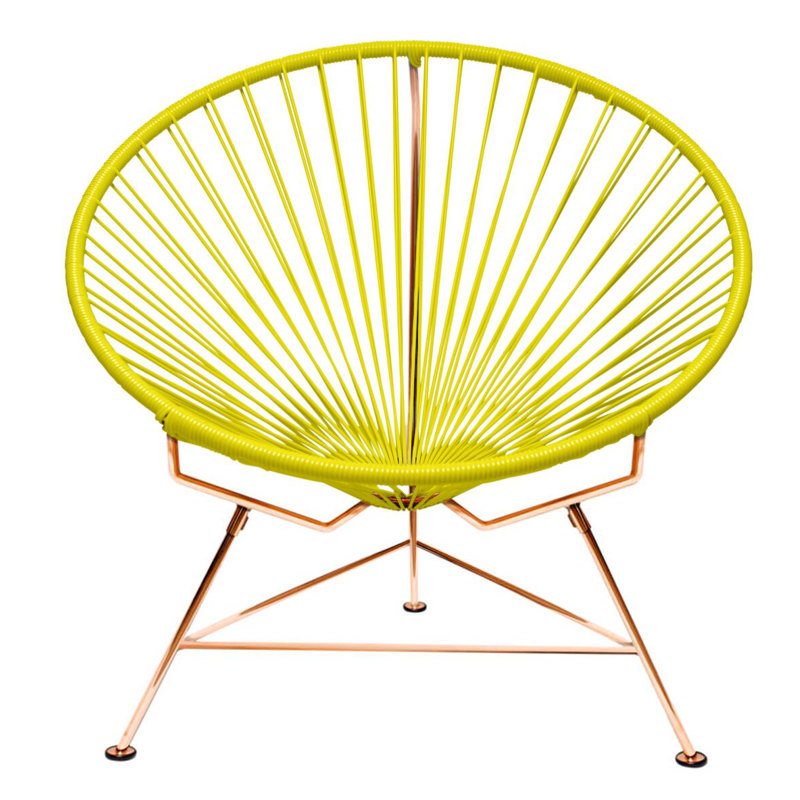 Innit Indoor Handmade Lounge Chair, Lime Yellow/Copper