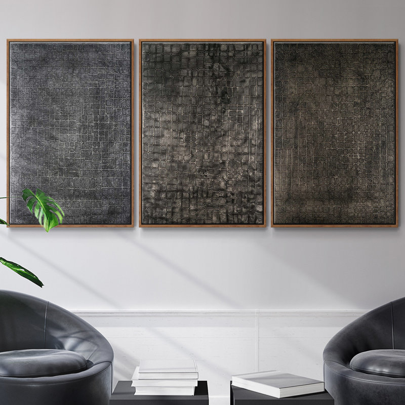 " Lattice Luster I " 3 - Pieces, 40" H x 78" W, Walnut
