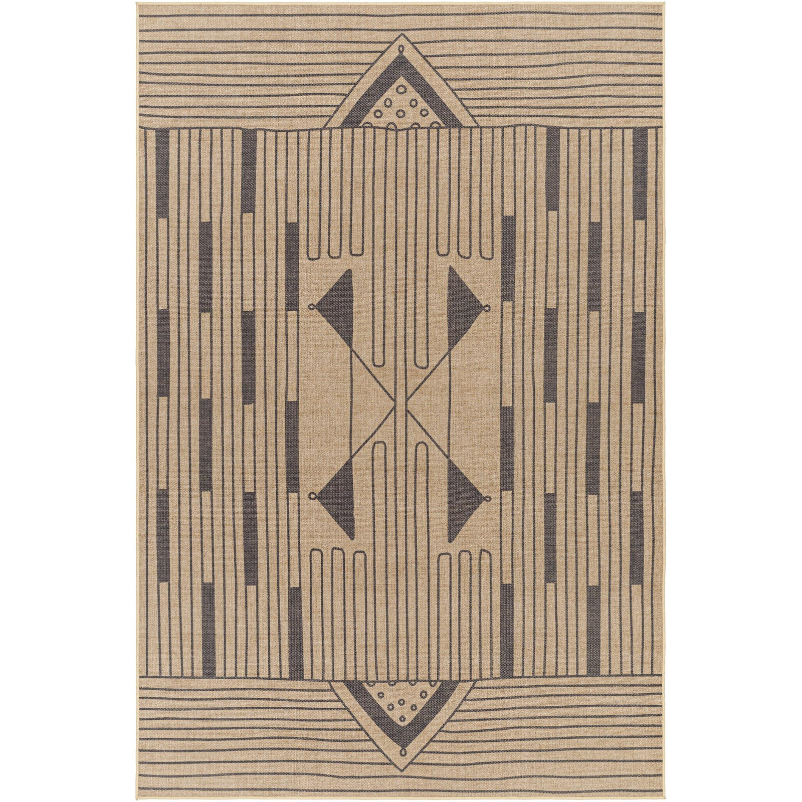 Glenda Abstract Tan Rug, Rectangle 5' x 8'