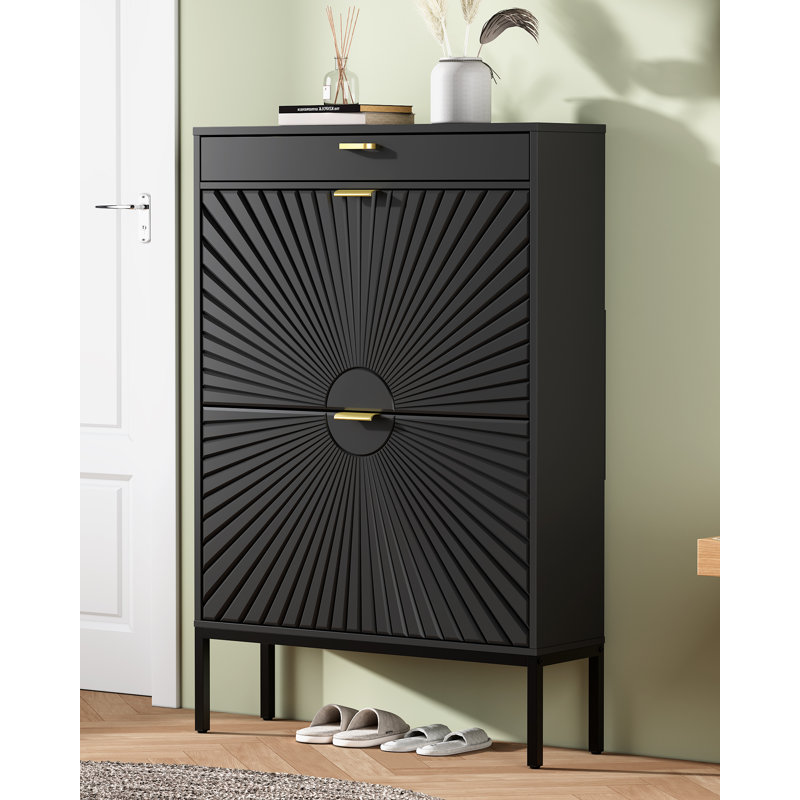 Modern Minimalist Style Large Capacity Shoe Cabinet, Black