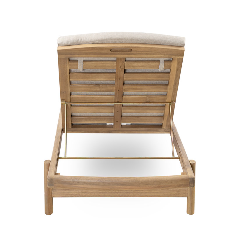 Alance Patio Acacia Wood Chaise Lounges With Adjustable Backrests & Cushions, 4