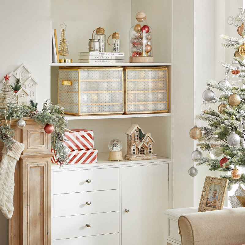 Ornament Storage, White/Gold