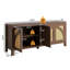 Meuble télé de 59,9 po de style Mid-Century avec station de charge et tablettes réglables, console de télévision avec 4 armoires de rangement en rotin pour téléviseur de 65 po ou moins