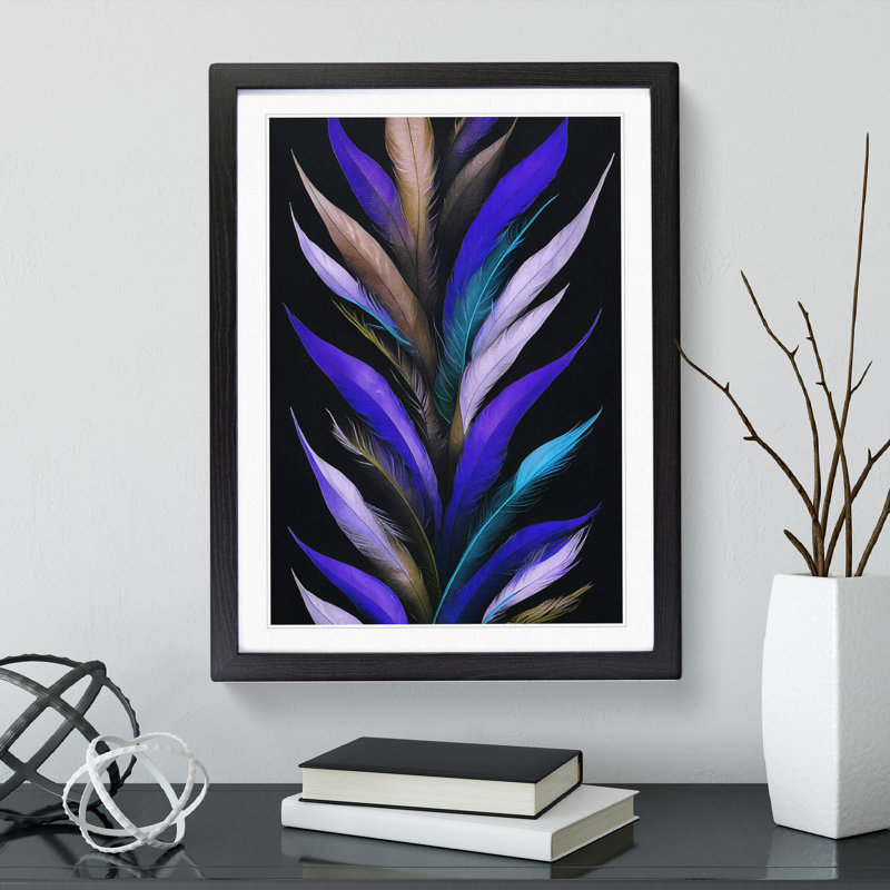 Special Feathers - Single Picture Frame Painting, Black Framed, 64cm H x 46cm W x 2cm D