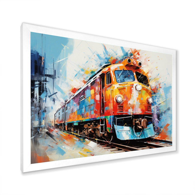 «Abstract Train Vibrant Rails», reproduction sur toile, H 34 po x l 44 po x P 1,5 po, Cadre photo blanc