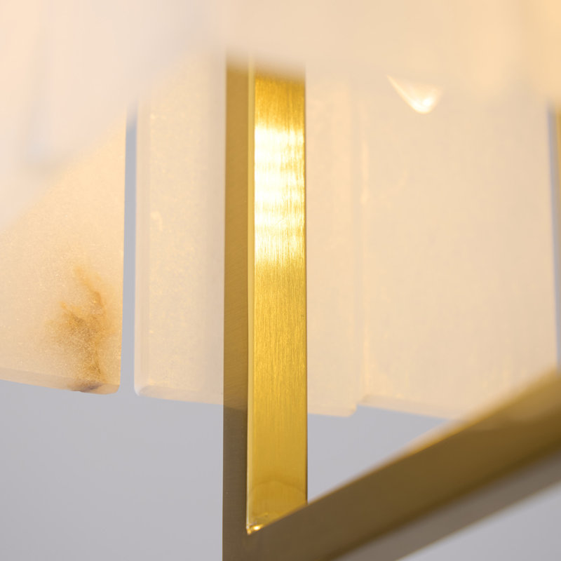 Luminaire suspendu 1 lumière en albâtre naturel avec finition or brossé