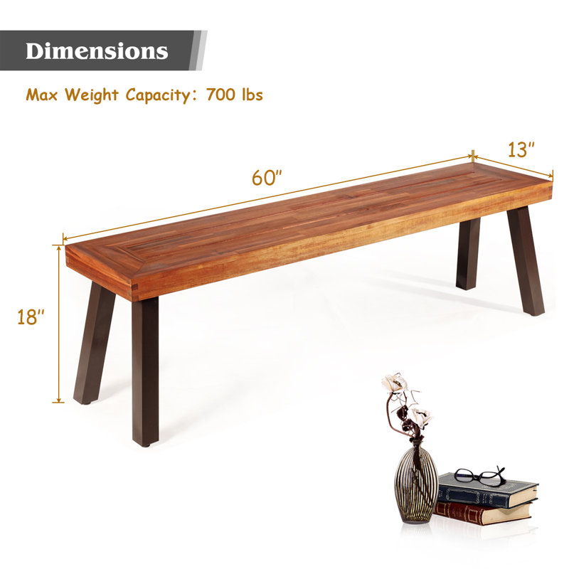 Ensemble de 2 bancs d'extérieur en bois d'acacia