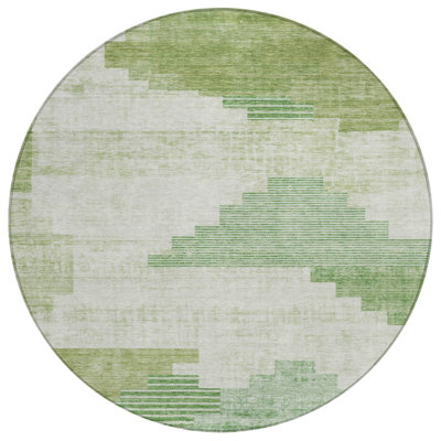 Machine Washable Indoor/Outdoor Xhevrie Sage Rug