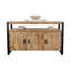 Buffet industriel en fer et mangue de 54 po de largeur avec armoires de rangement et tablette ouverte